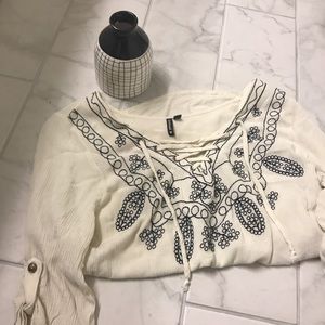 Embroidered & Laced UP Blouse